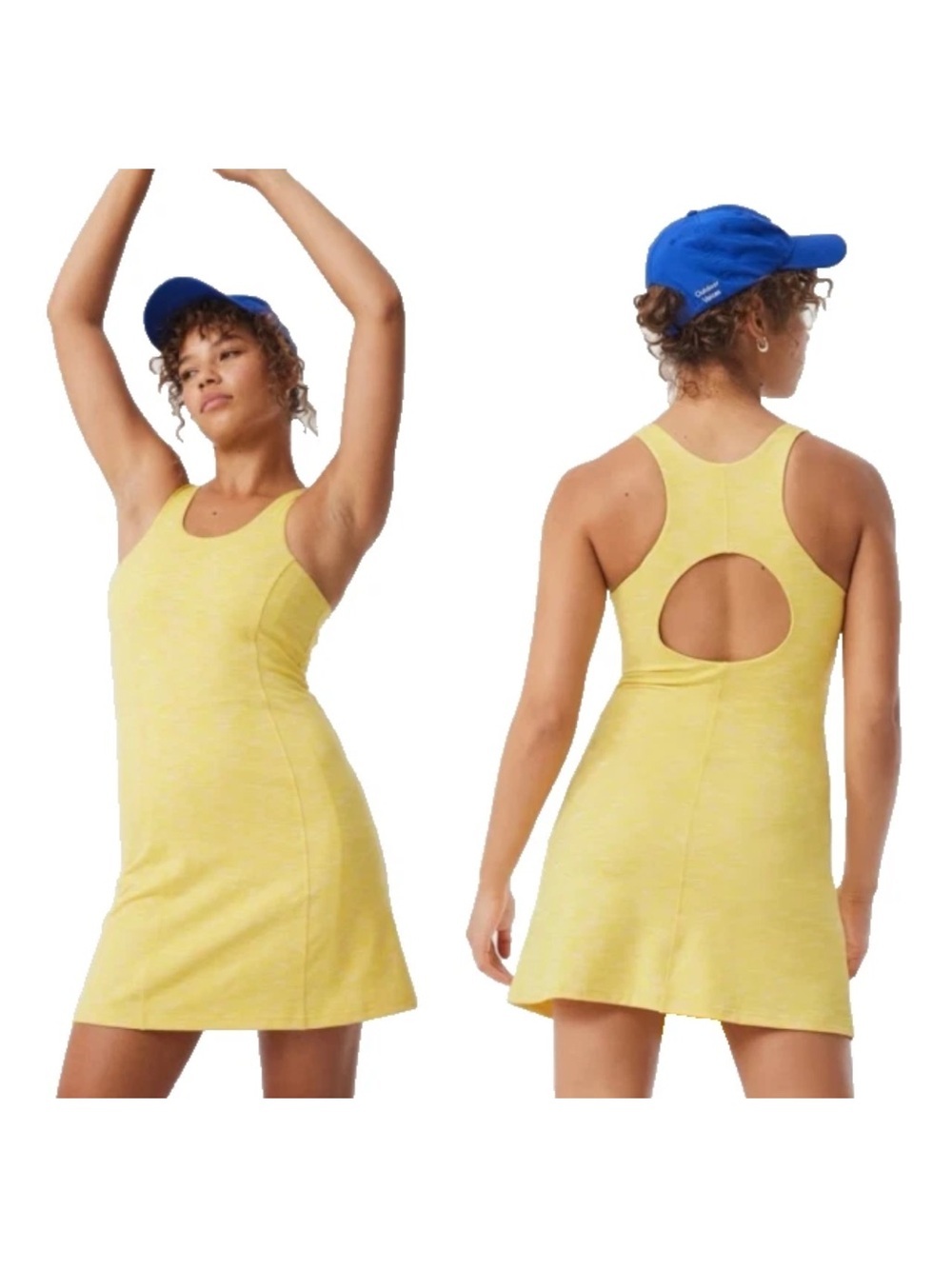 Outdoor Voices Flow Circle Back Yellow Cutout Exercise Dress MD
